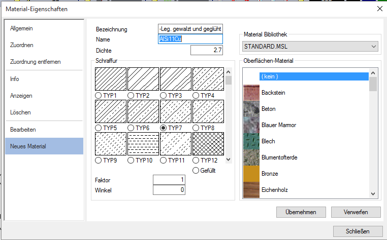 Support Textur MegaCAD 2023 2D - Textur im Material